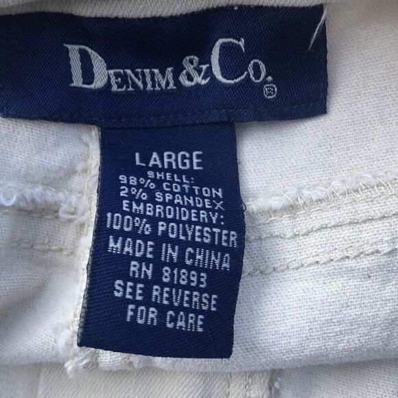 Denim & Co. Embroidered Straight Leg Women Pants Sz Large Denim Mom Jeans Tan - Picture 8 of 8